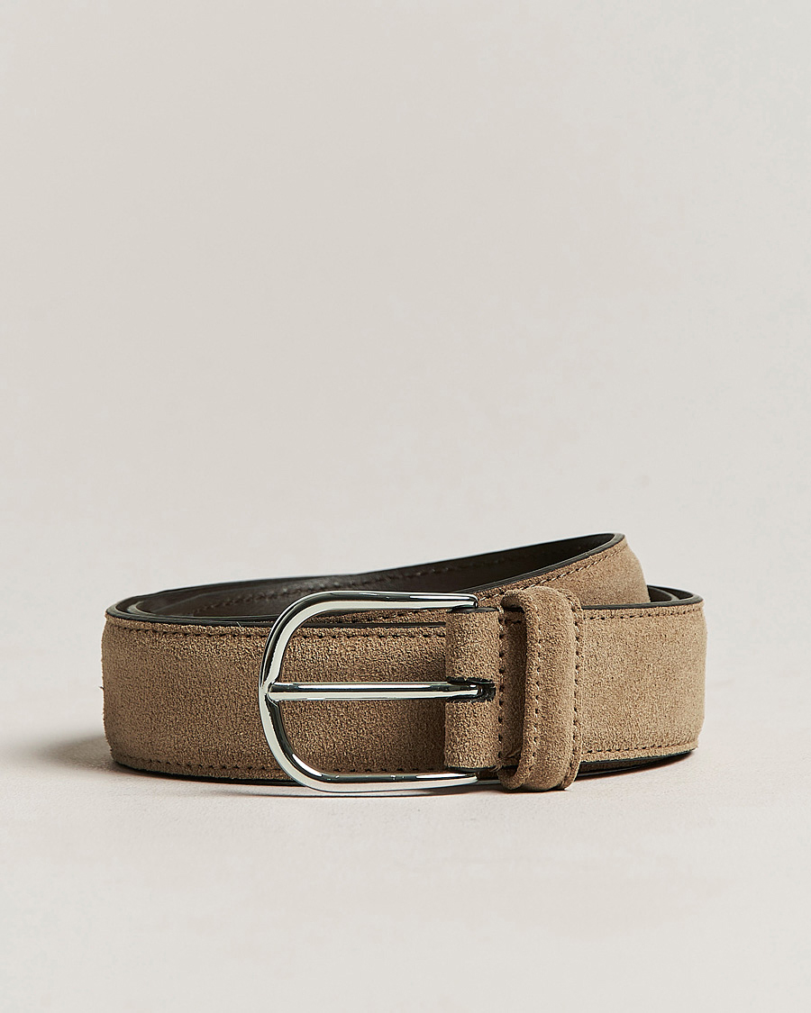 Anderson s Suede 3 5 cm Belt Beige at CareOfCarl