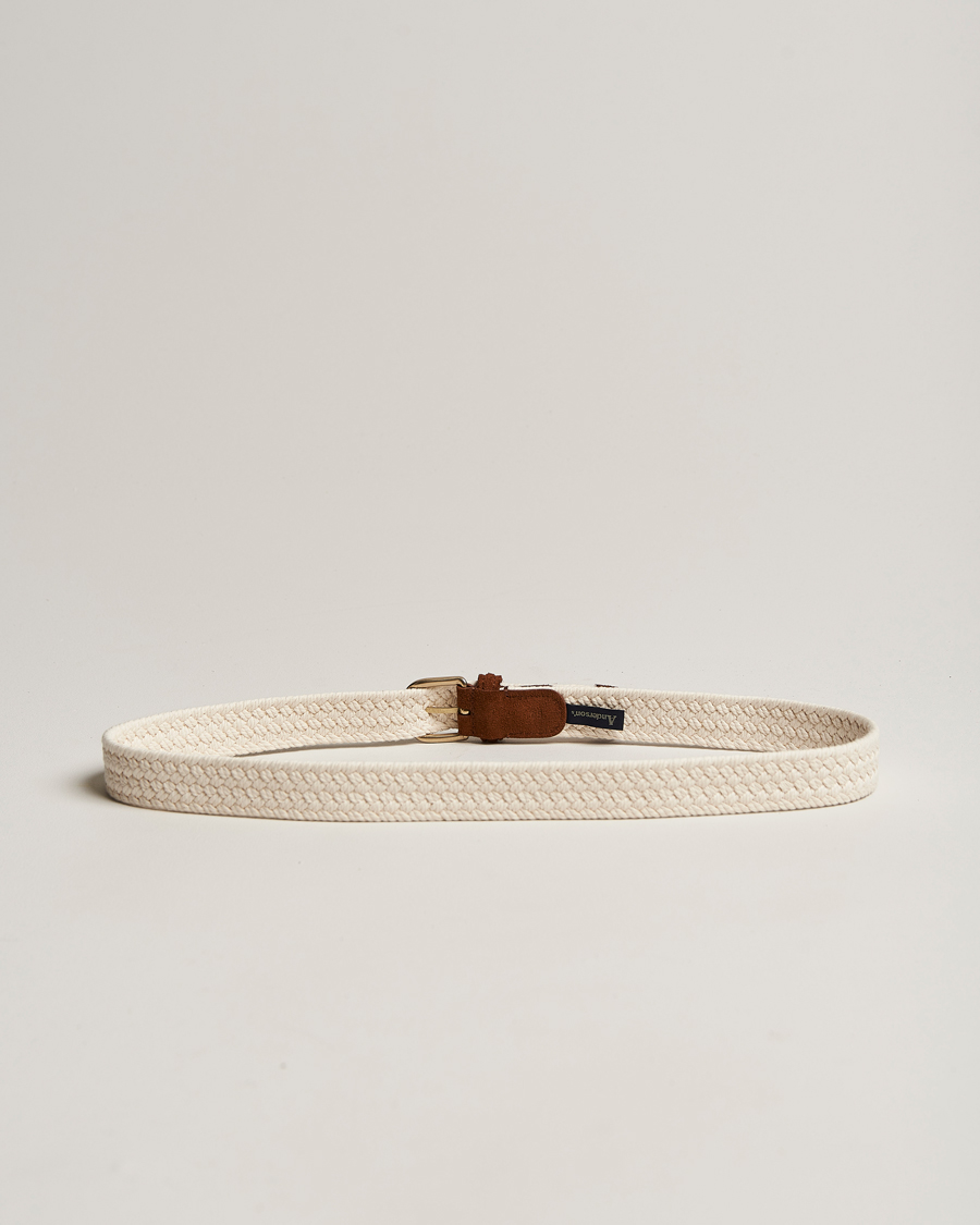 Anderson s Braided Cotton Casual Belt 3 cm White at CareOfCarl