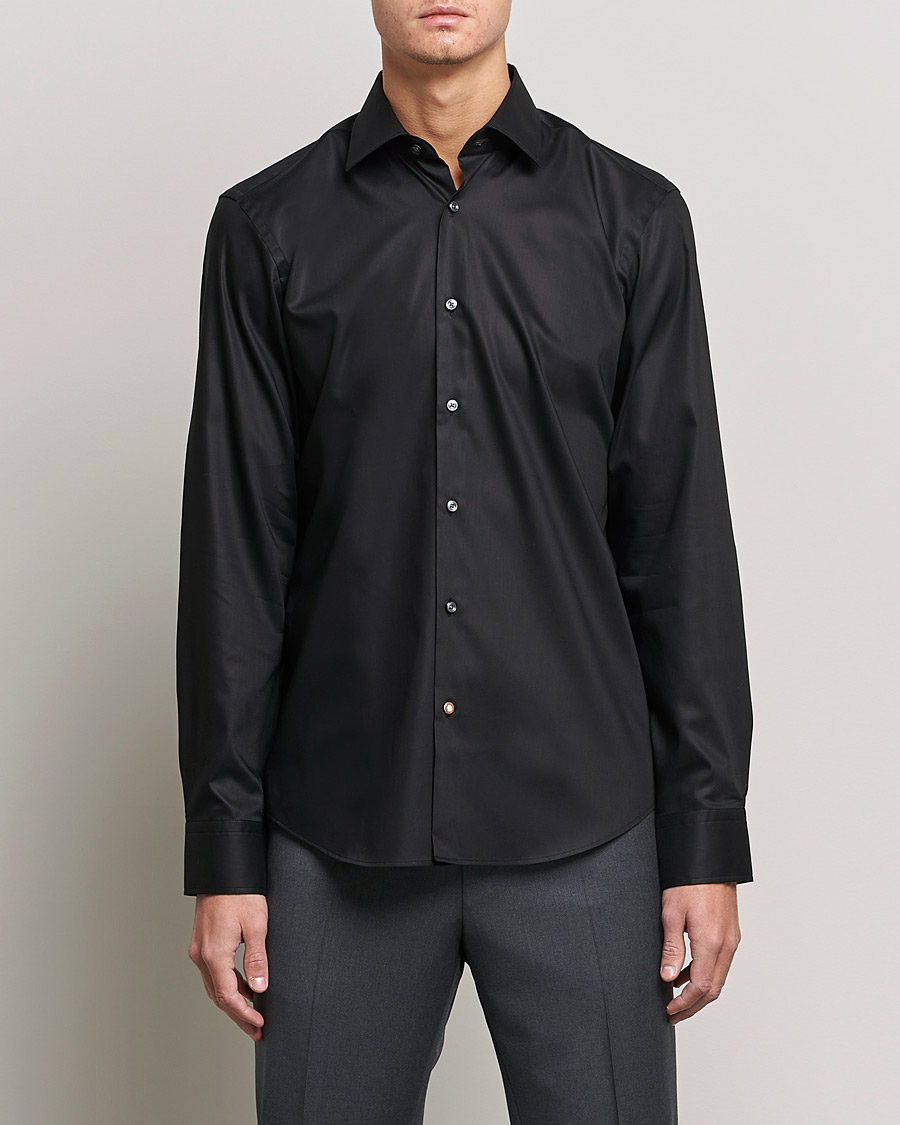 BOSS BLACK Hank 4-Way Striped Stretch Shirt Open Blue at