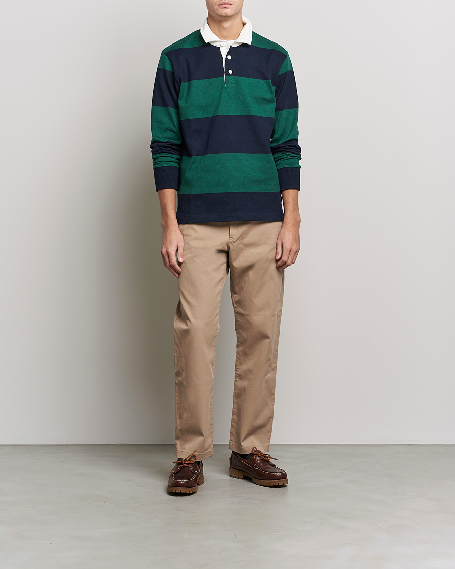 Rowing Blazers Block Stripe Rugby Hunter Green Navy at CareOfCarl