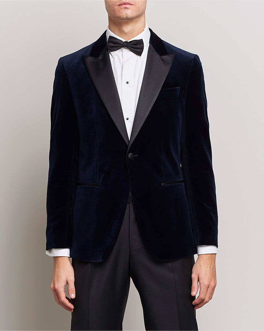 Men |  | BOSS BLACK | Hutson Velvet Tuxedo Blazer Dark Blue