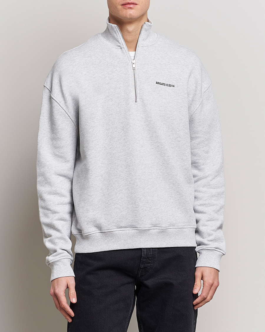 Axel Arigato Monogram Half Zip Sweater Grey Melange at CareOfCarl