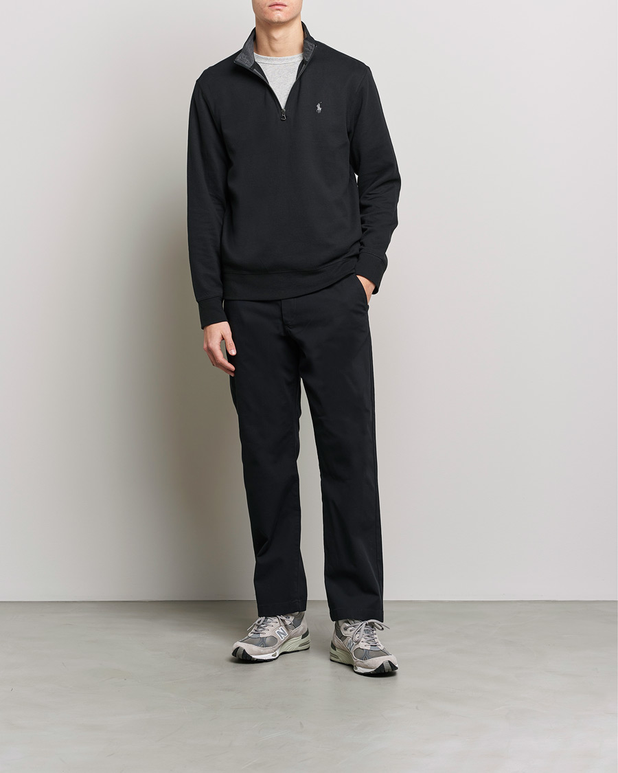 Polo ralph lauren half zip cotton knit jumper with multi player logo hot sale in black