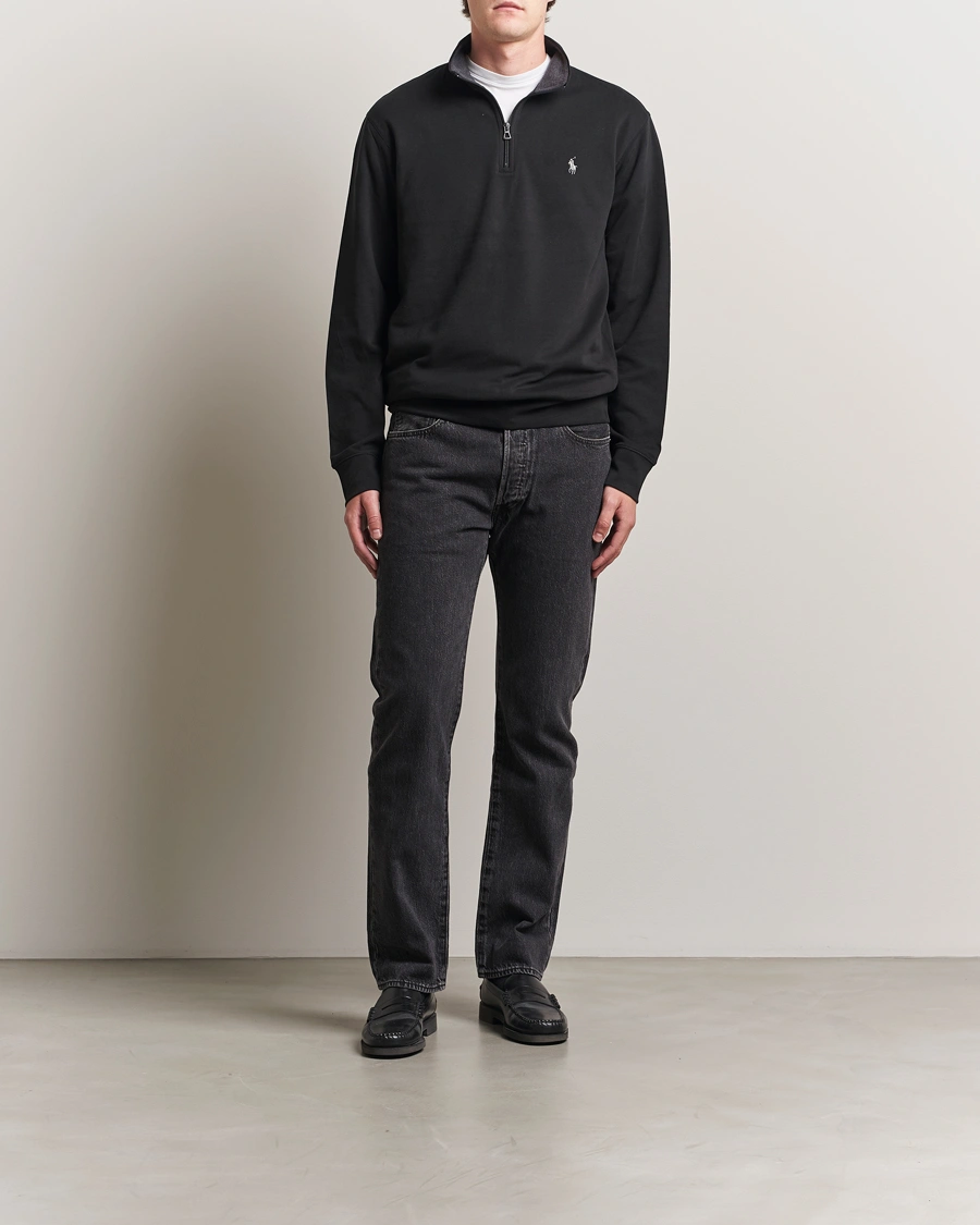 Men | Sweaters & Knitwear | Polo Ralph Lauren | Double Knit Half-Zip Sweater Polo Black