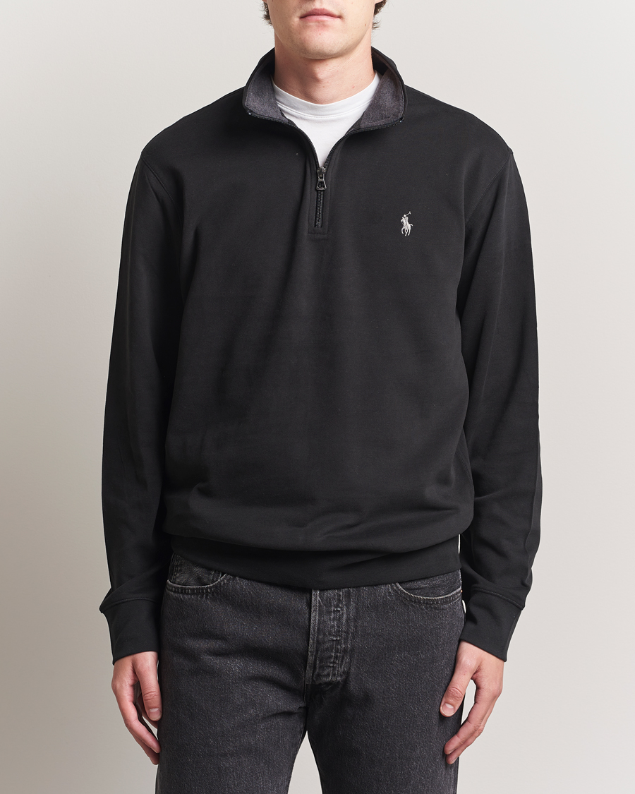 Men | Sweaters & Knitwear | Polo Ralph Lauren | Double Knit Half-Zip Sweater Polo Black