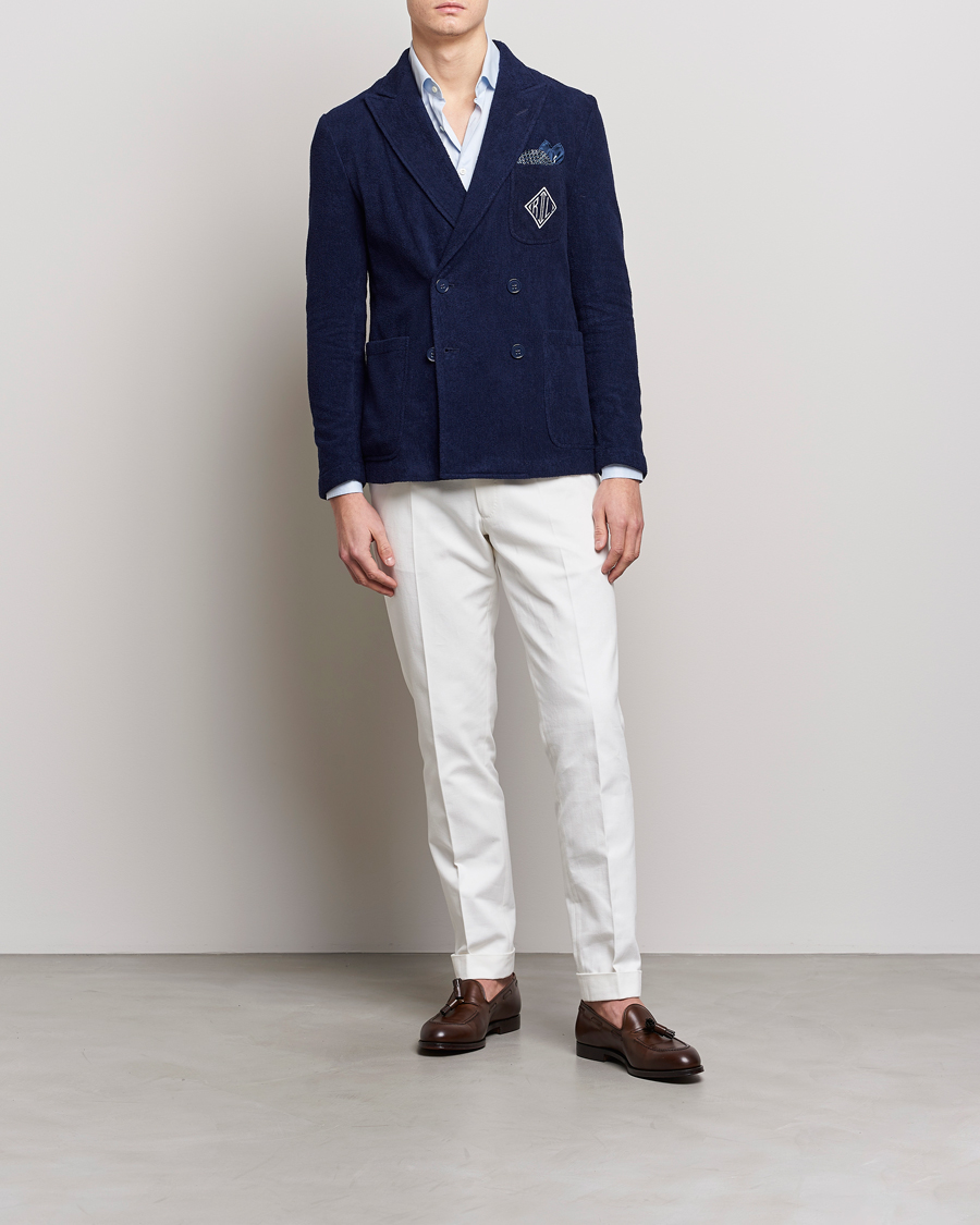 Ralph Lauren Purple Label Knitted Terry Cloth Blazer Navy at CareOfCarl