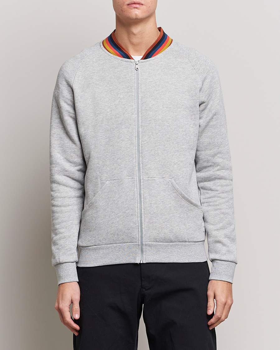 PS Paul Smith Organic Cotton Full Zip Bomber Style Sweatshirt Jacket - Gray good - L