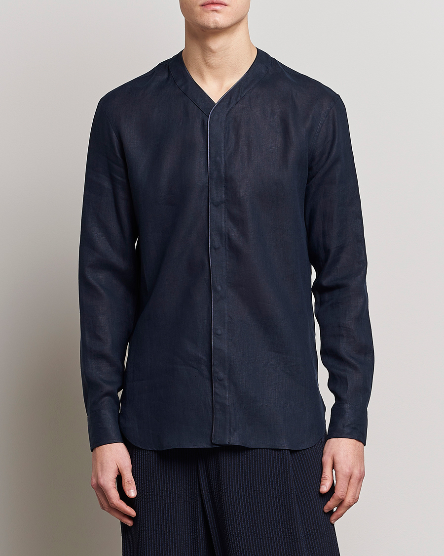 Giorgio Armani Linen Guru Shirt Navy at CareOfCarl