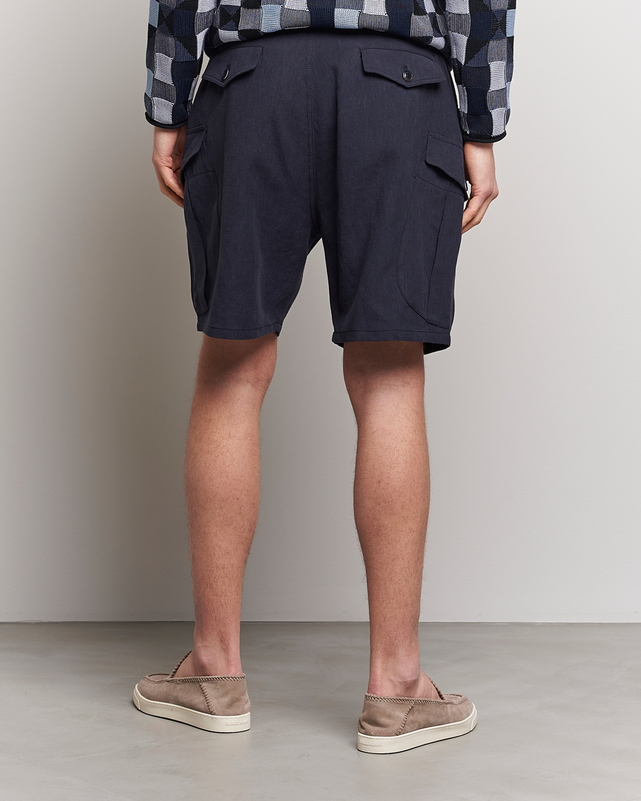 Giorgio Armani Linen Cargo Shorts Navy at CareOfCarl