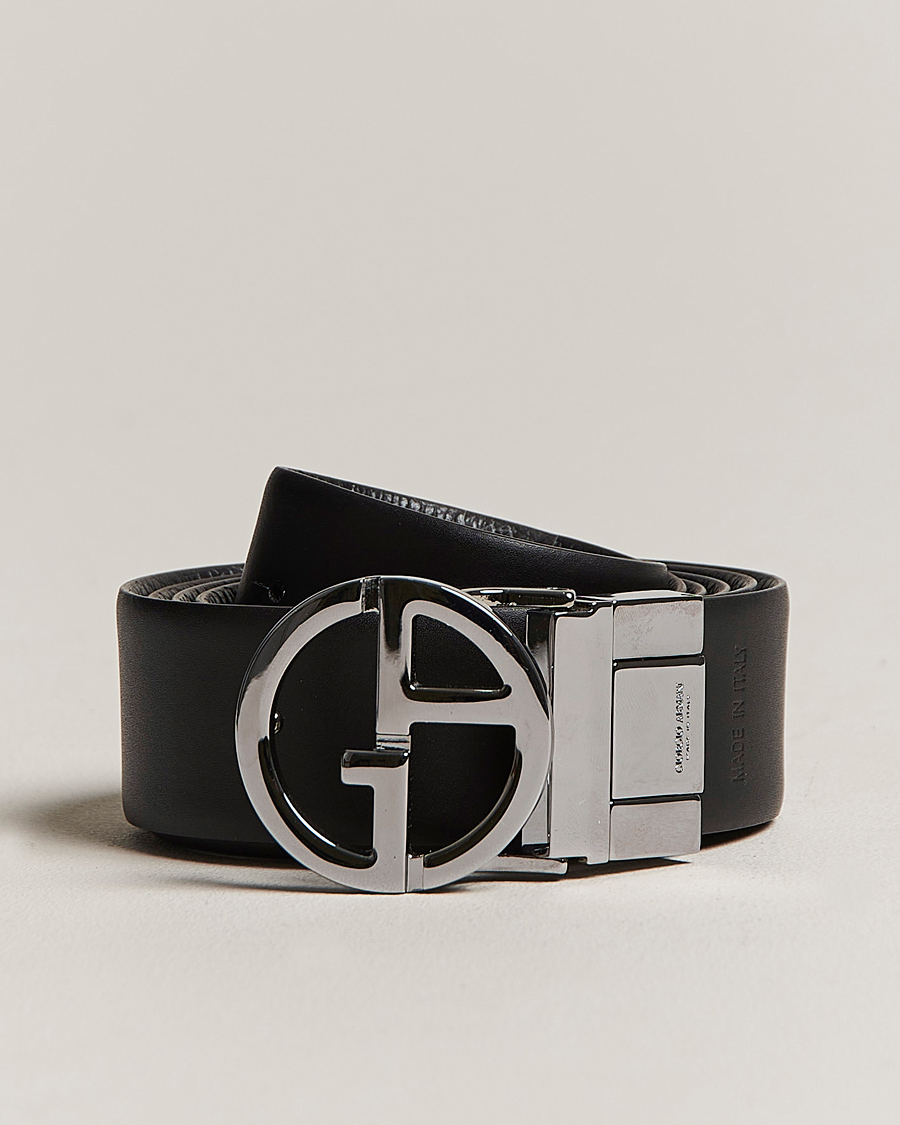 Giorgio Armani Reversible Leather Belt Black at 