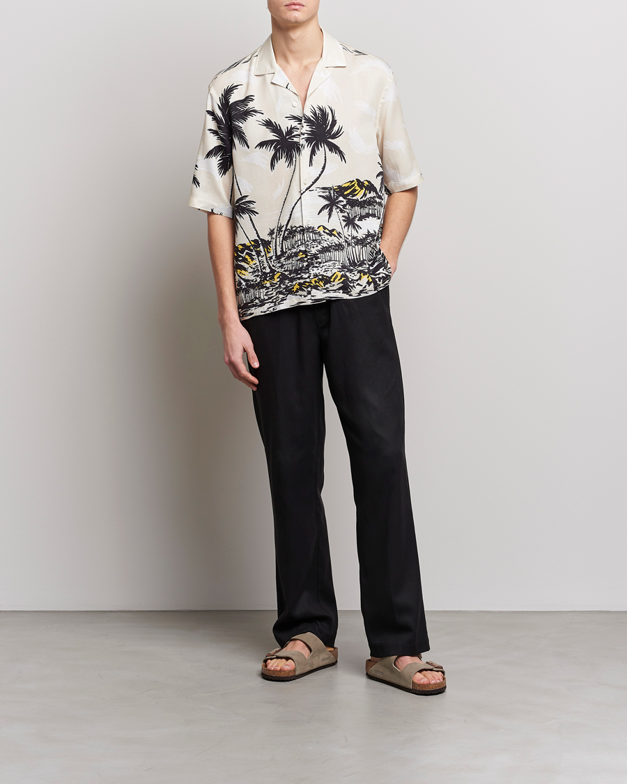 Lars Printed Resort Collar Shirt Open White at