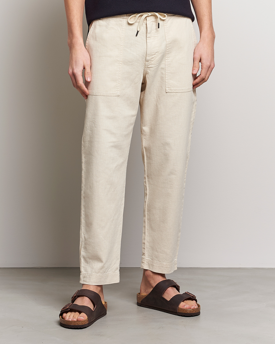 Sisla Cotton/Linen Drawstring Pants Light Beige at CareOfCarl.com