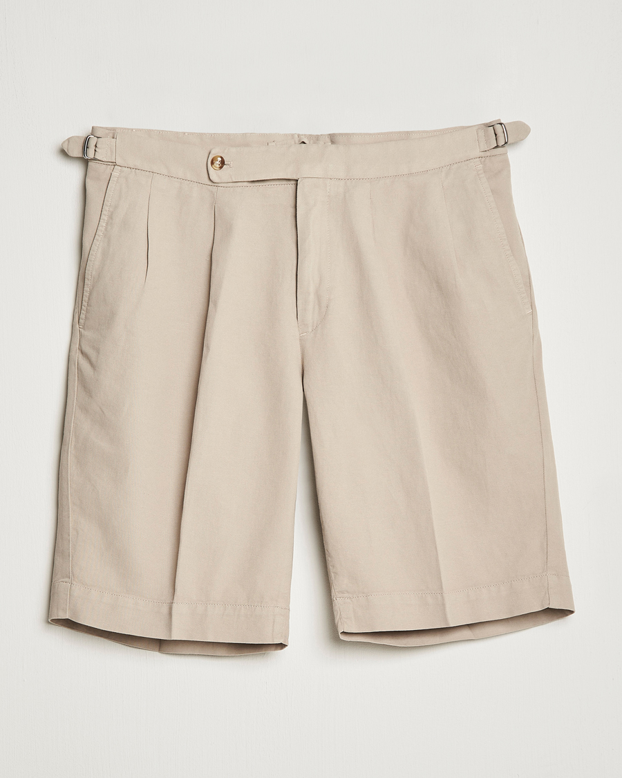 Incotex Pleated Chinolino Shorts Beige at CareOfCarl.com