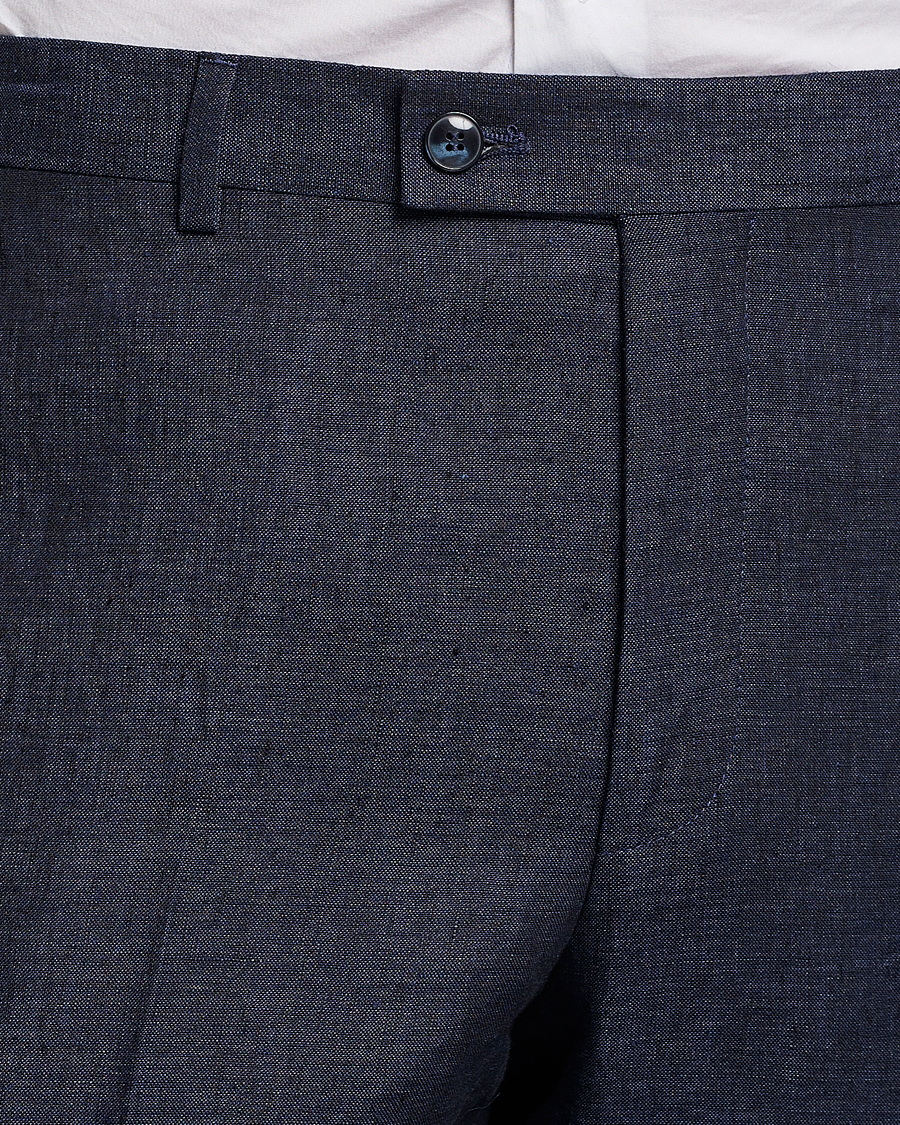 Morris Heritage Jack Linen Suit Trousers Navy at CareOfCarl.com