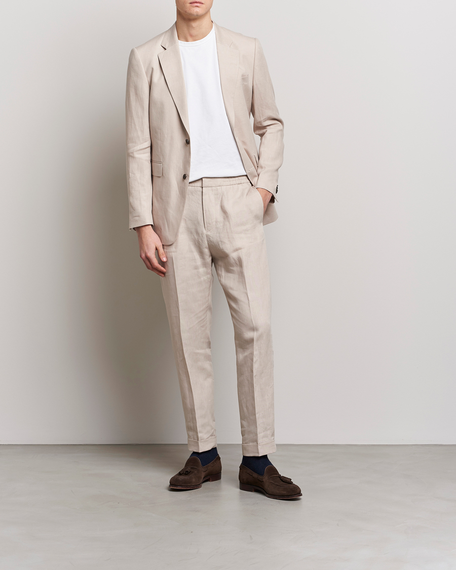 BOSS - Slim-fit trousers in virgin wool, Tussah silk and linen