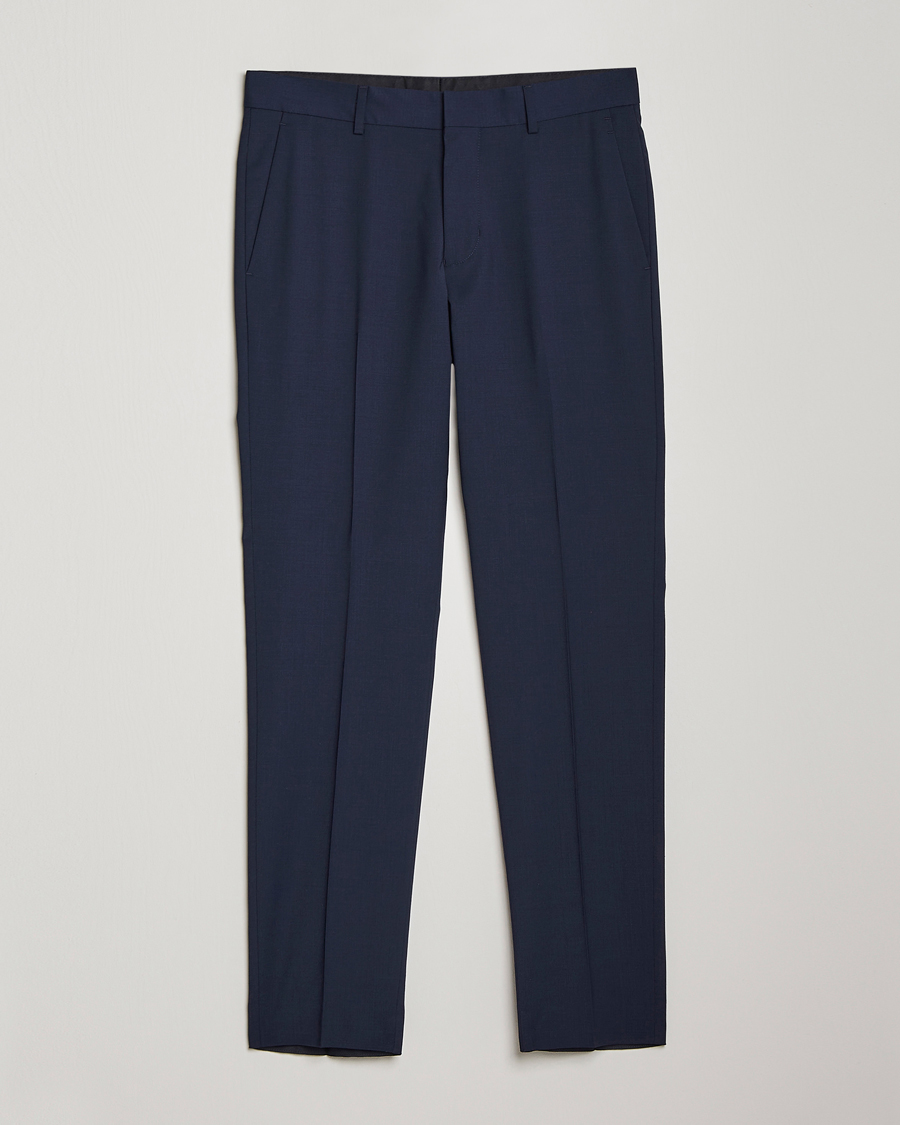 Men's indigo check SLIM TRAVEL SUIT suit trousers