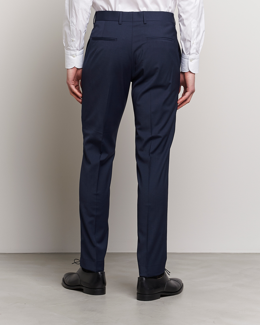 Men's Navy Blue Textured Wool Suit | Boggi Milano