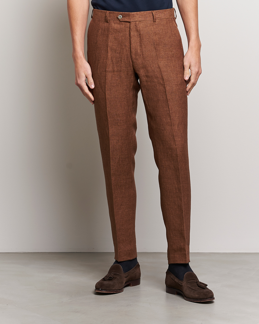 Chocolate Linen Drawstring Trousers