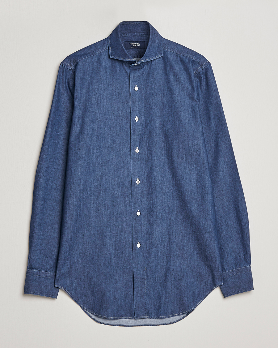 Kamakura Shirts Slim Fit Denim Shirt Dark Indigo at CareOfCarl.com