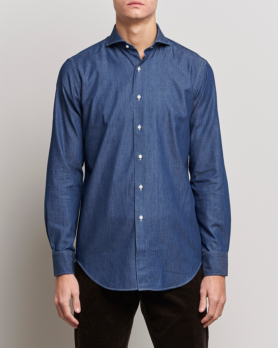 Kamakura Shirts Slim Fit Denim Shirt Dark Indigo at CareOfCarl.com