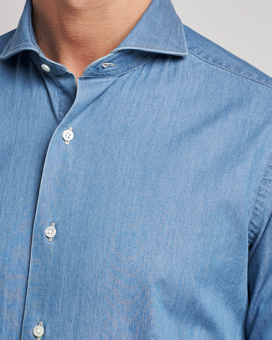 Kamakura Shirts Slim Fit Denim Shirt Light Indigo at CareOfCarl.com