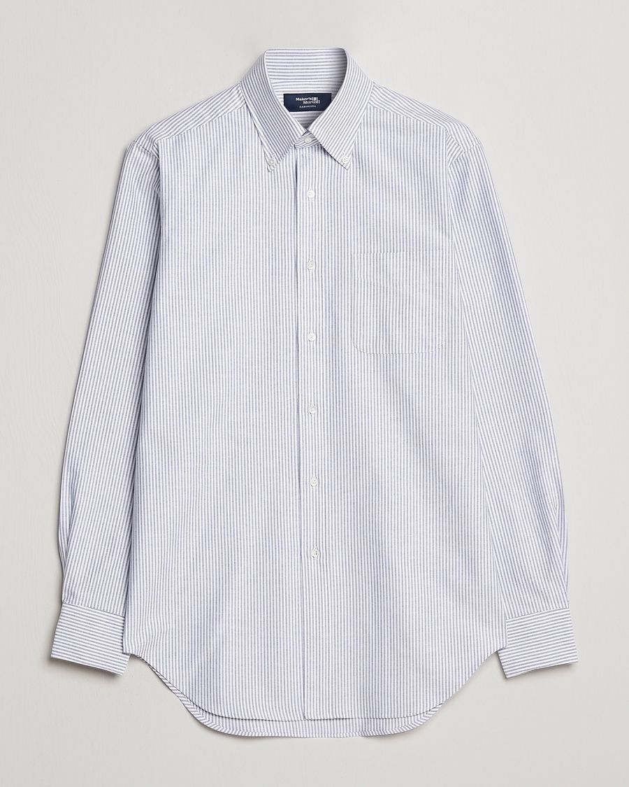 Kamakura Shirts Slim Fit Striped Oxford BD Shirt Light Blue at 