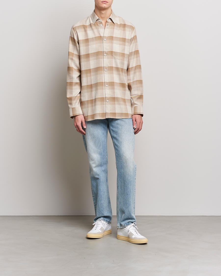 Golden Goose Deluxe Brand Regular Check Wool Shirt White/Sand at