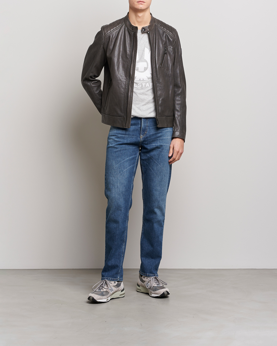 Grey leather discount jacket men belstaff