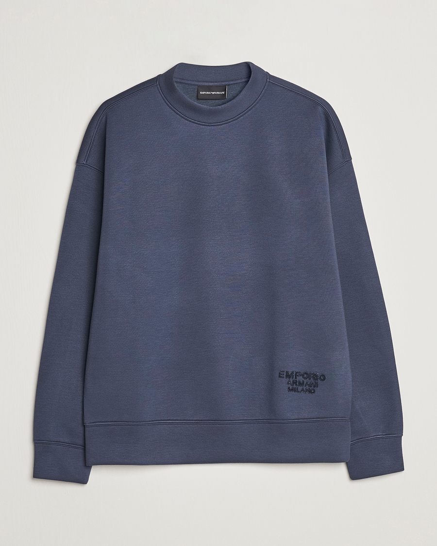 Emporio Armani Modal Sweat Crew Neck Blue Grey at CareOfCarl.com