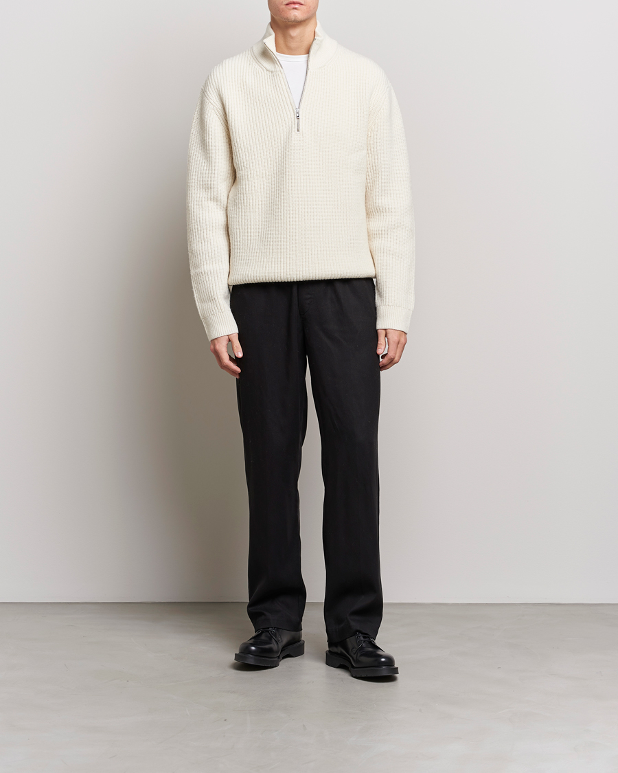 Filippa K Half Zip Sweater Off White at CareOfCarl