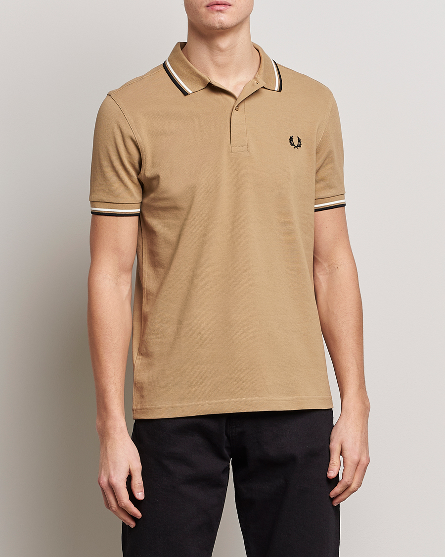 Fred Perry Twin Tipped Polo Shirt Warm Stone at CareOfCarl.com