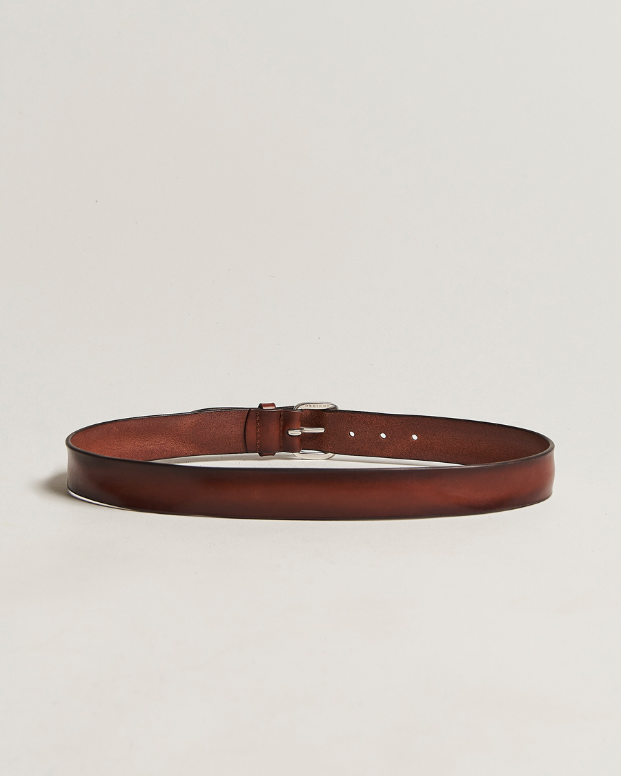 Orciani Paisley Hand Painted Leather Belt Dark Brown at CareOfCarl.com