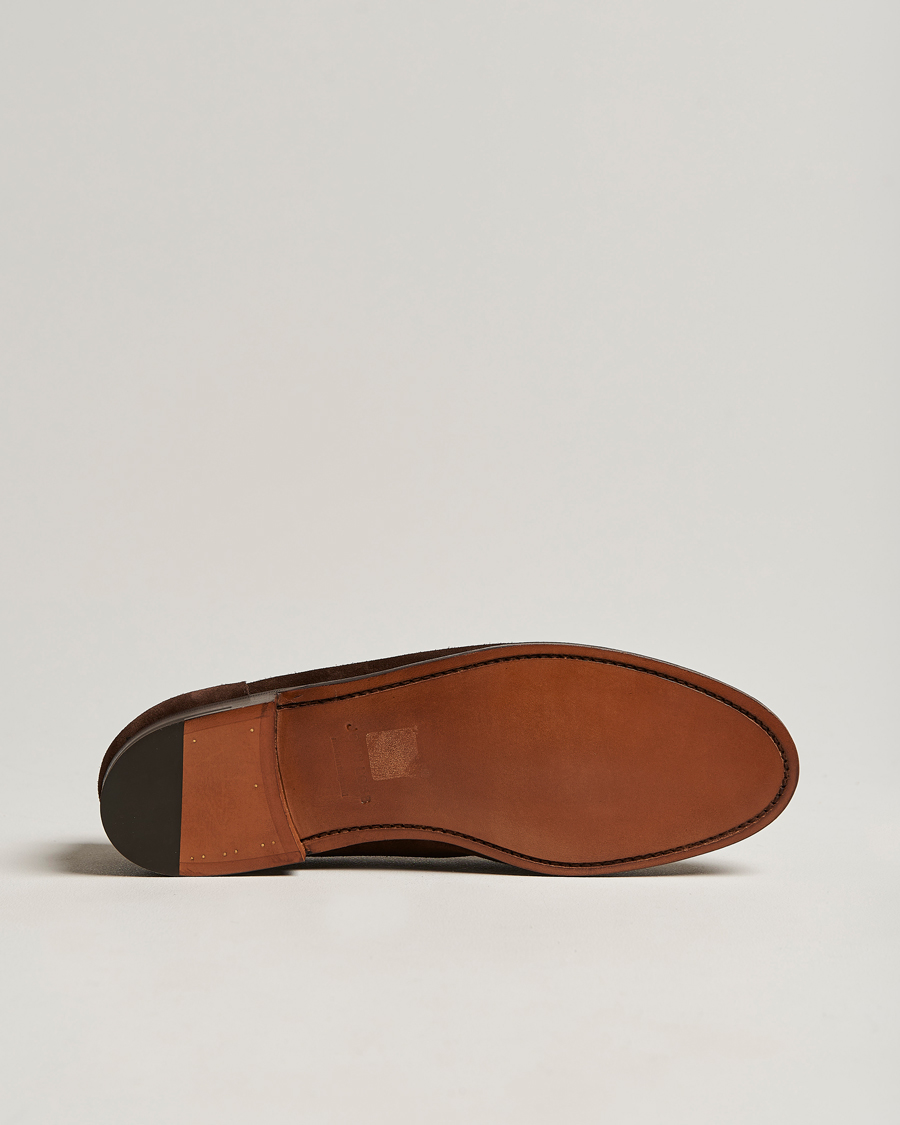 John Lobb Bath Glove Suede Loafers Dark Brown at 