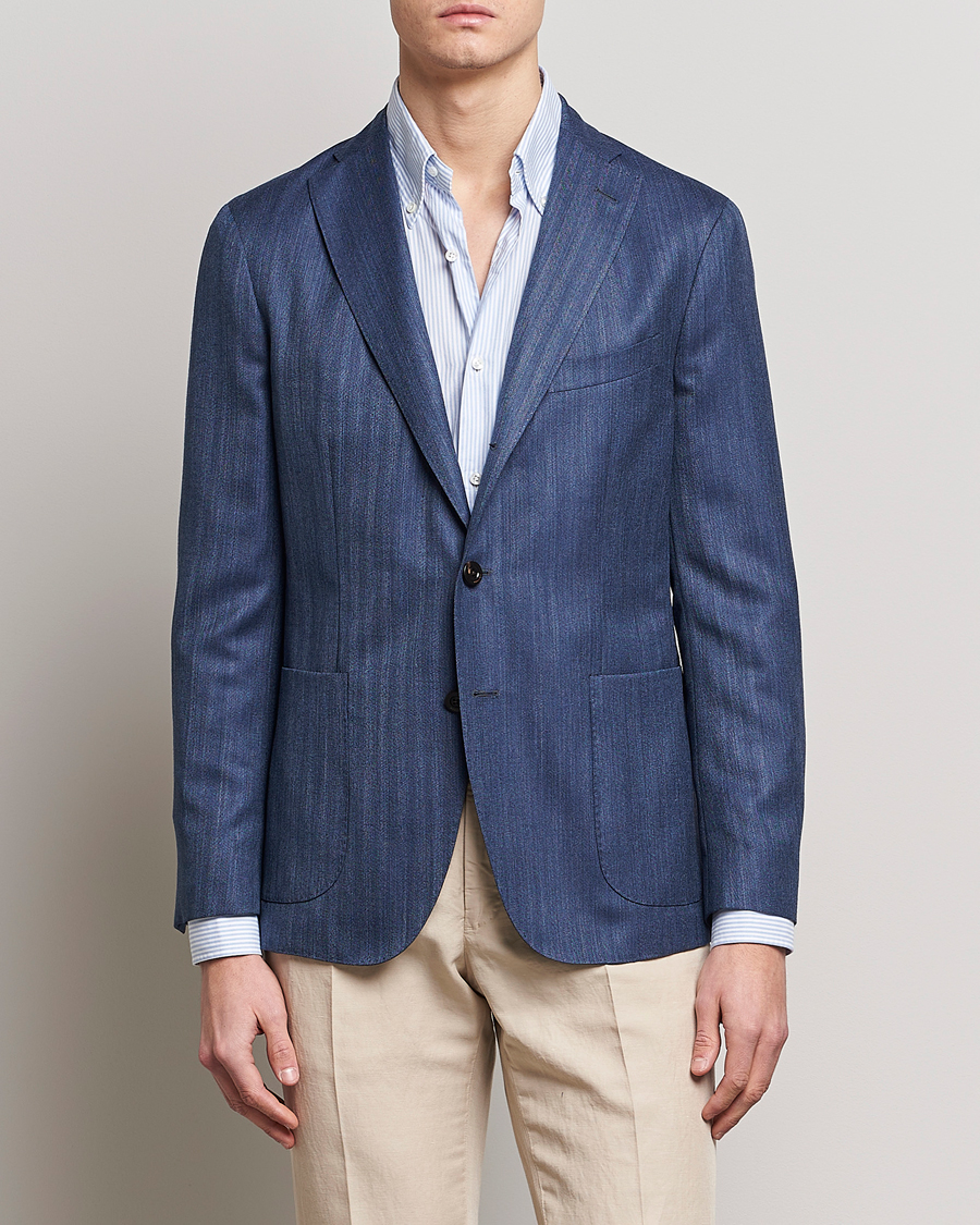 Blue herringbone outlet blazer