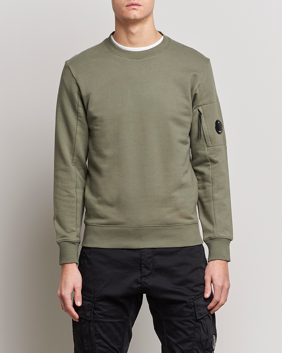 C.P. Company Diagonal Raised Fleece Lens Sweatshirt Olive at