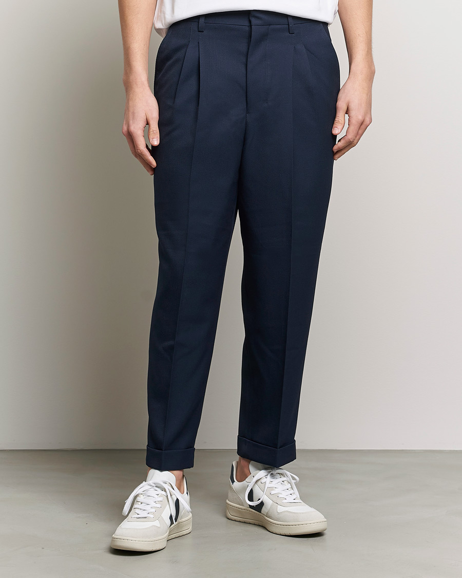 Buy Men Blue Check Carrot Fit Formal Trousers Online - 782924 | Peter  England