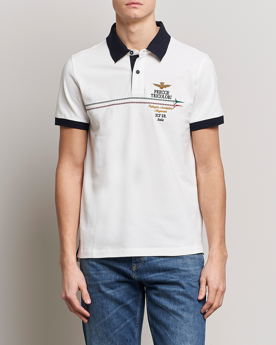 Aeronautica Militare Contrast Collar Polo Off White at CareOfCarl