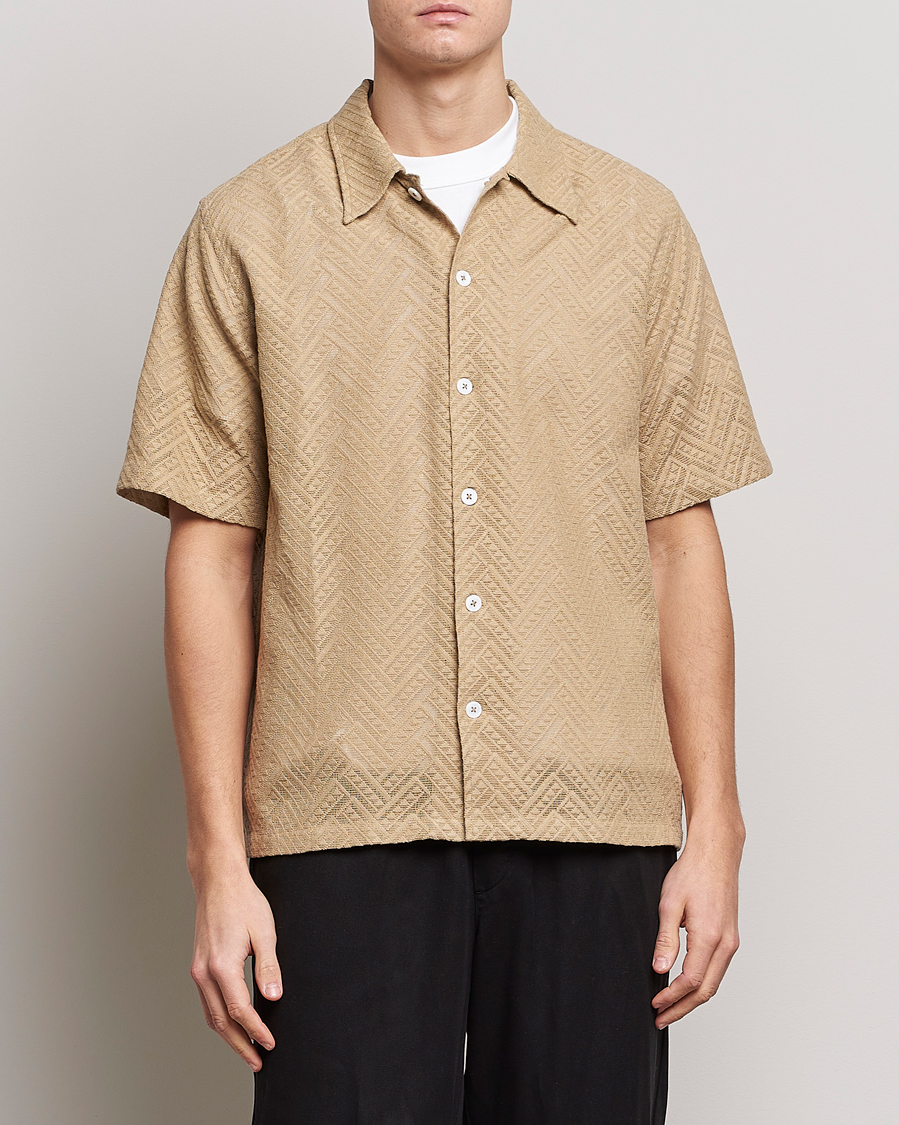 Sunflower Spacey Herringbone Camp Shirt Khaki at CareOfCarl.com