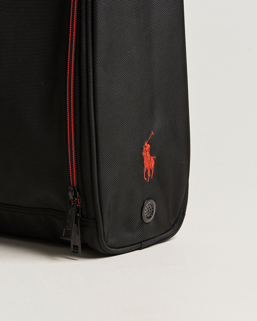 Red and black discount ralph lauren duffle bag