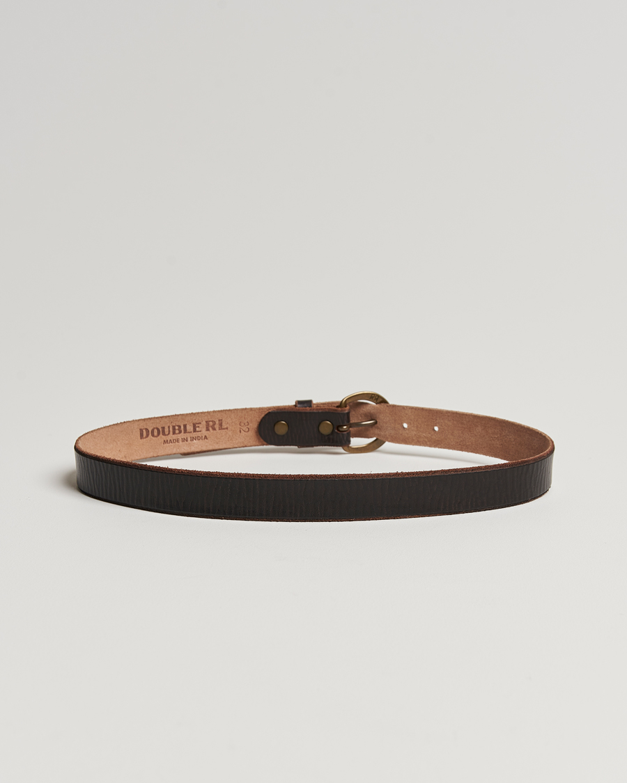 RRL Terramce Tumbled Leather Belt Dark Brown at CareOfCarl.com