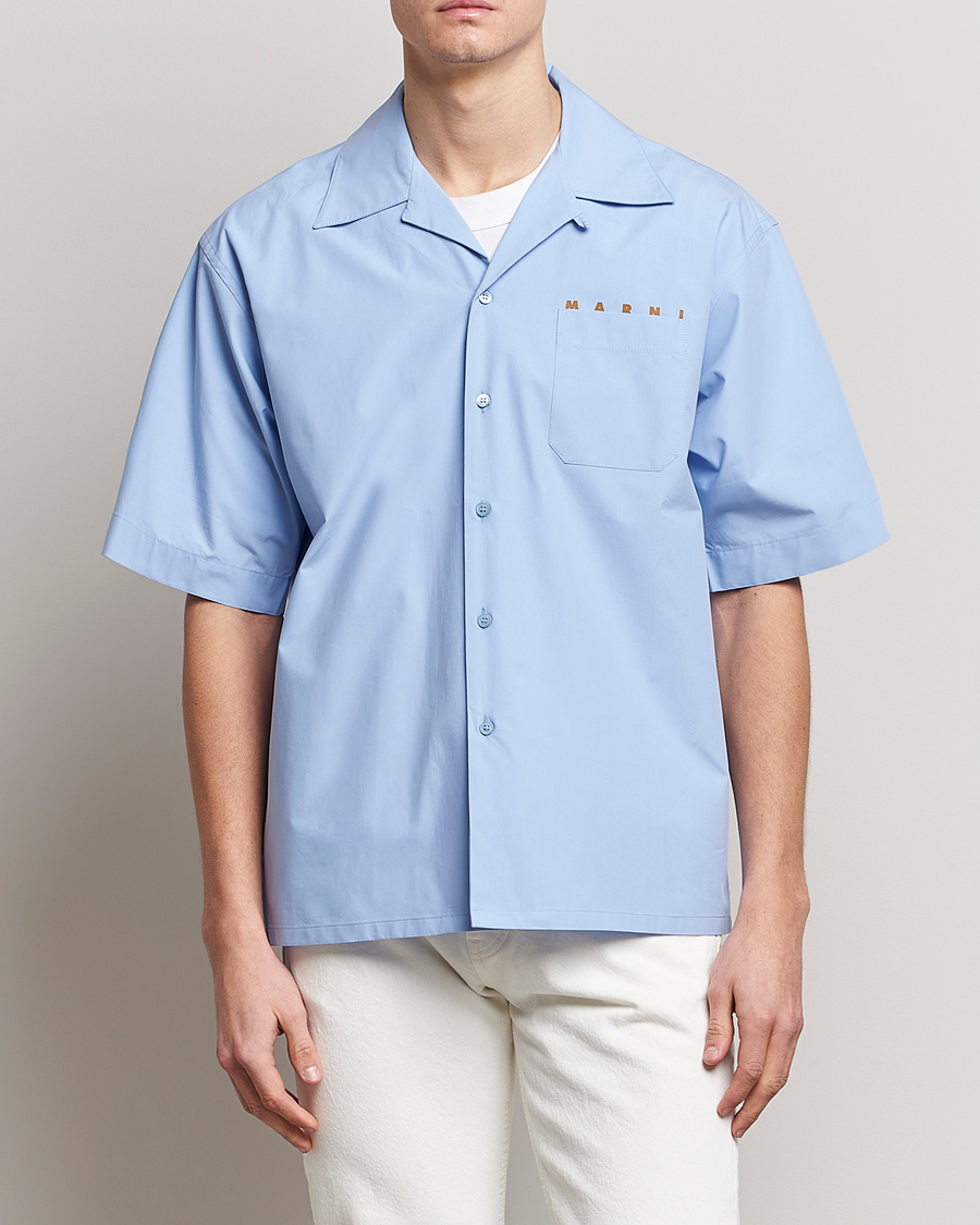 Marni: Navy Embroidered Bowling Shirt