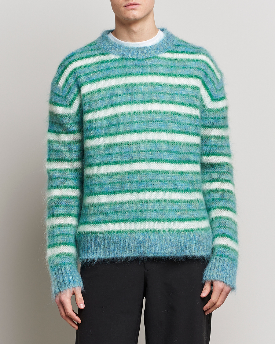 Marni Striped Mohair Sweater Turquoise at CareOfCarl