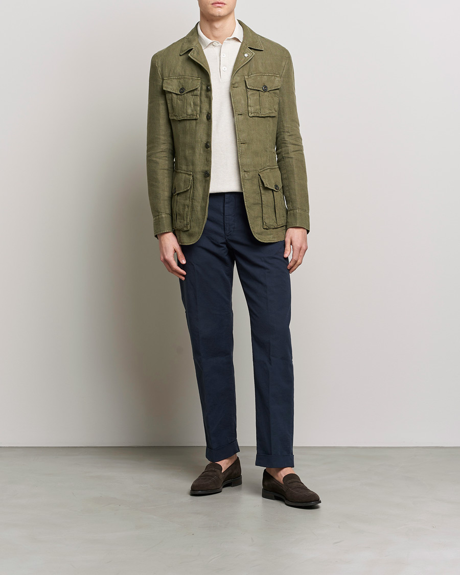 L.B.M. 1911 Linen Safari Jacket Olive at CareOfCarl