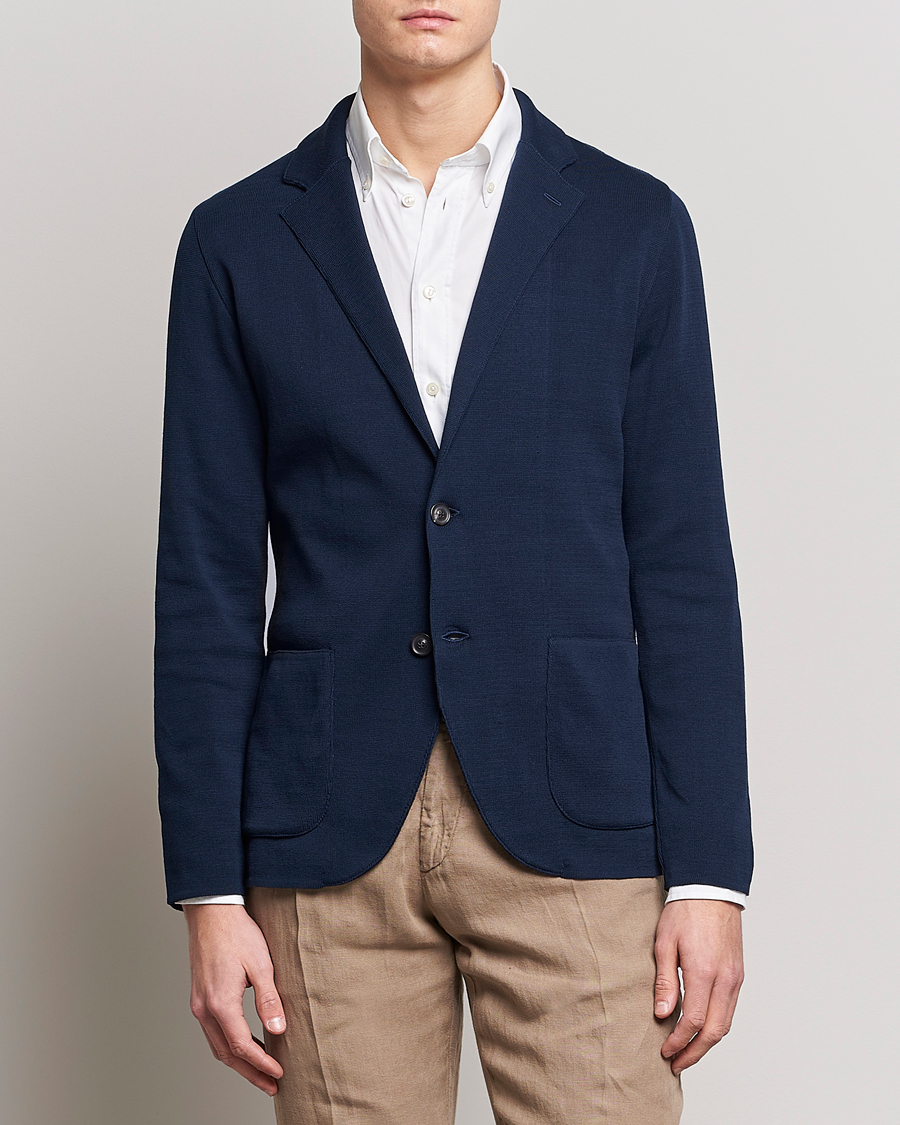 Lardini Knitted Cotton Blazer Beige at CareOfCarl.com