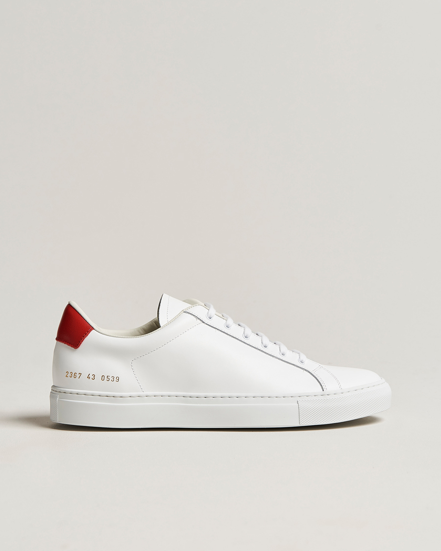 Common Projects Retro Low Suede Sneaker White Red at CareOfCarl