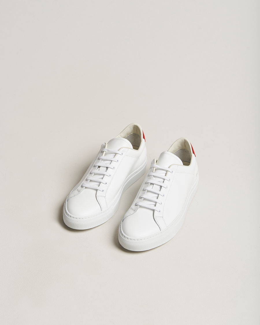 Common Projects Retro Low Suede Sneaker White Red at CareOfCarl