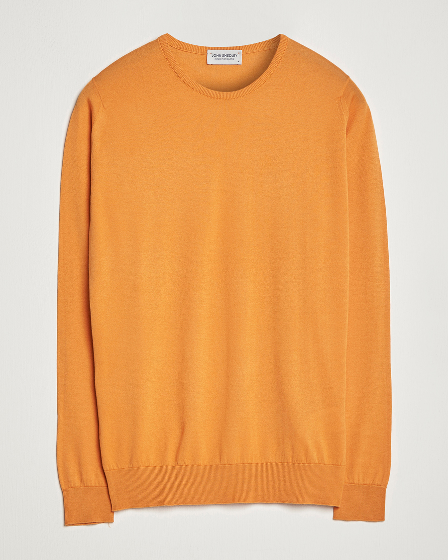 John Smedley Crew Neck Orange Face Knit Wool Pullover Sweater Blue on sale Size Small