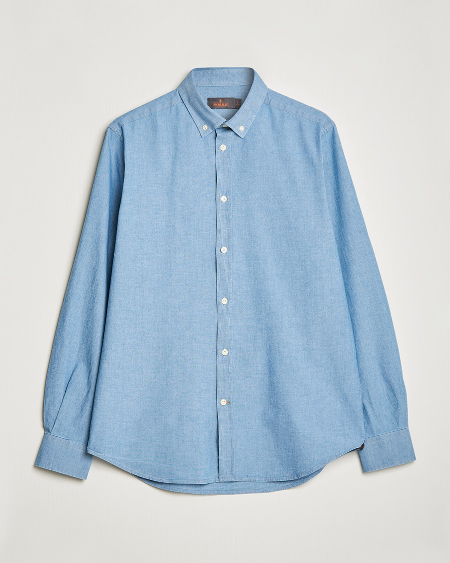 Morris John Chambray Button Down Shirt Light Blue at CareOfCarl.com