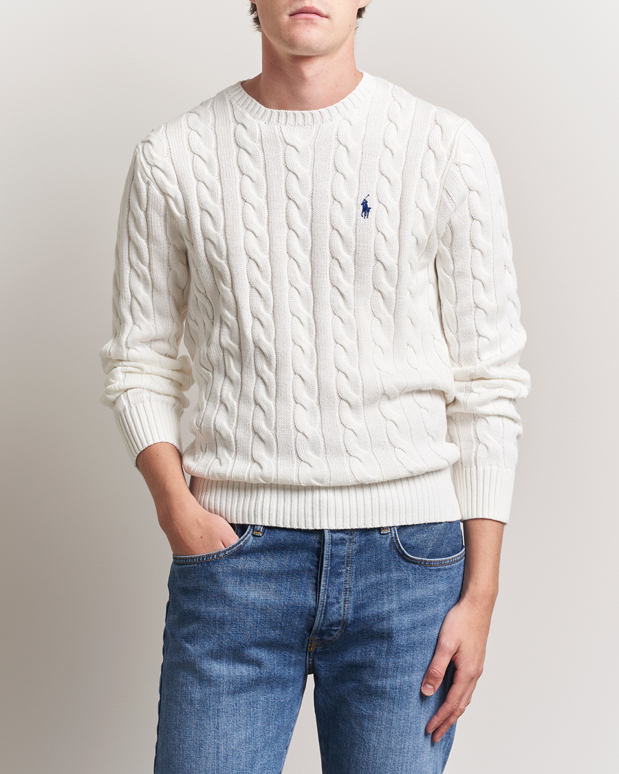 Men | Sweaters & Knitwear | Polo Ralph Lauren | Cotton Cable Pullover White