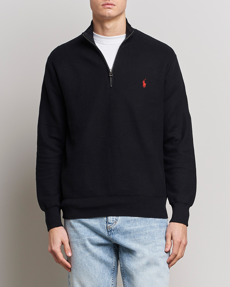 Polo Ralph Lauren Textured Half-Zip Black at CareOfCarl.com